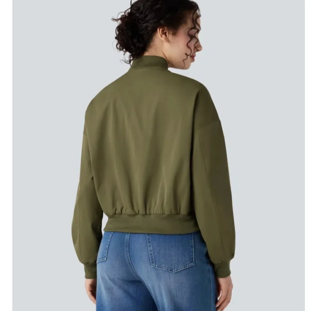 WOMEN'S GREEN CASUAL BOMBER JACKET SIZE MEDIUM